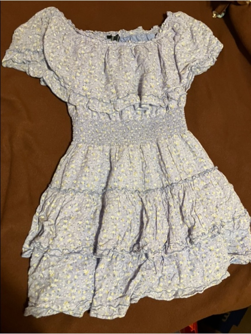 Forever 21 Floral Smocked Tiered Dress with Yellow Accents